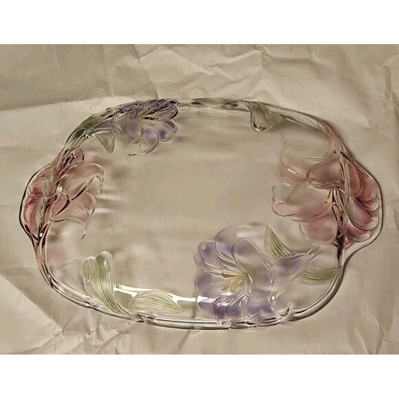 MIKASA Crystal Floral 12" Platter - Clear Glass - Picture 5 of 10